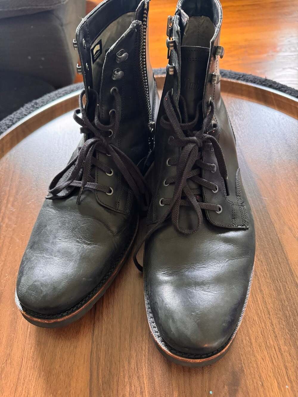 Timberland Men's Black Leather Side Zip Boots Size 13